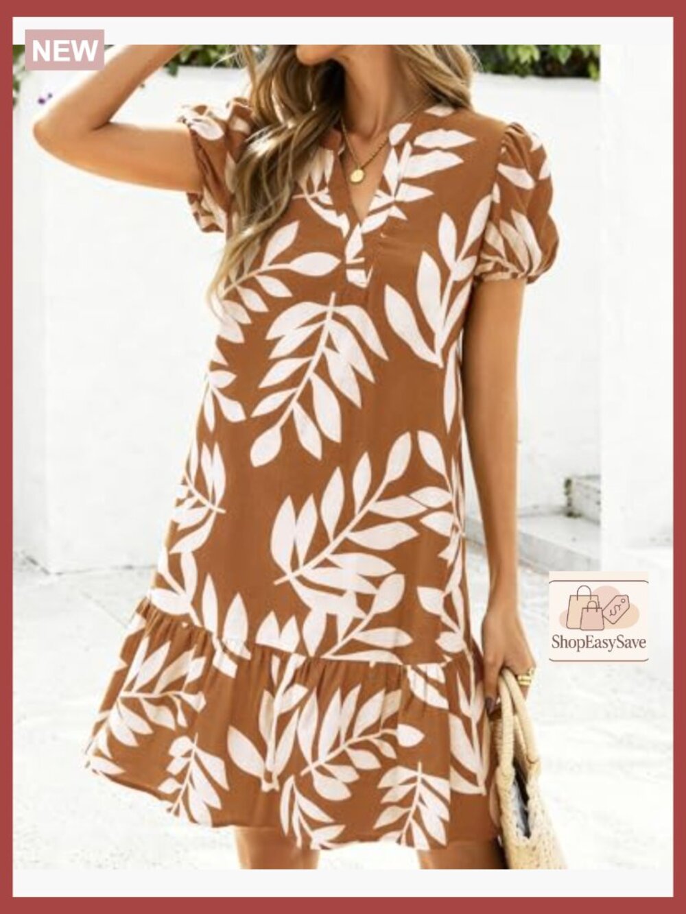 Puffy Sleeve V-Neck A-Line Mini Babydoll Dress Floral Print Boho Chic - Picture 4 of 7